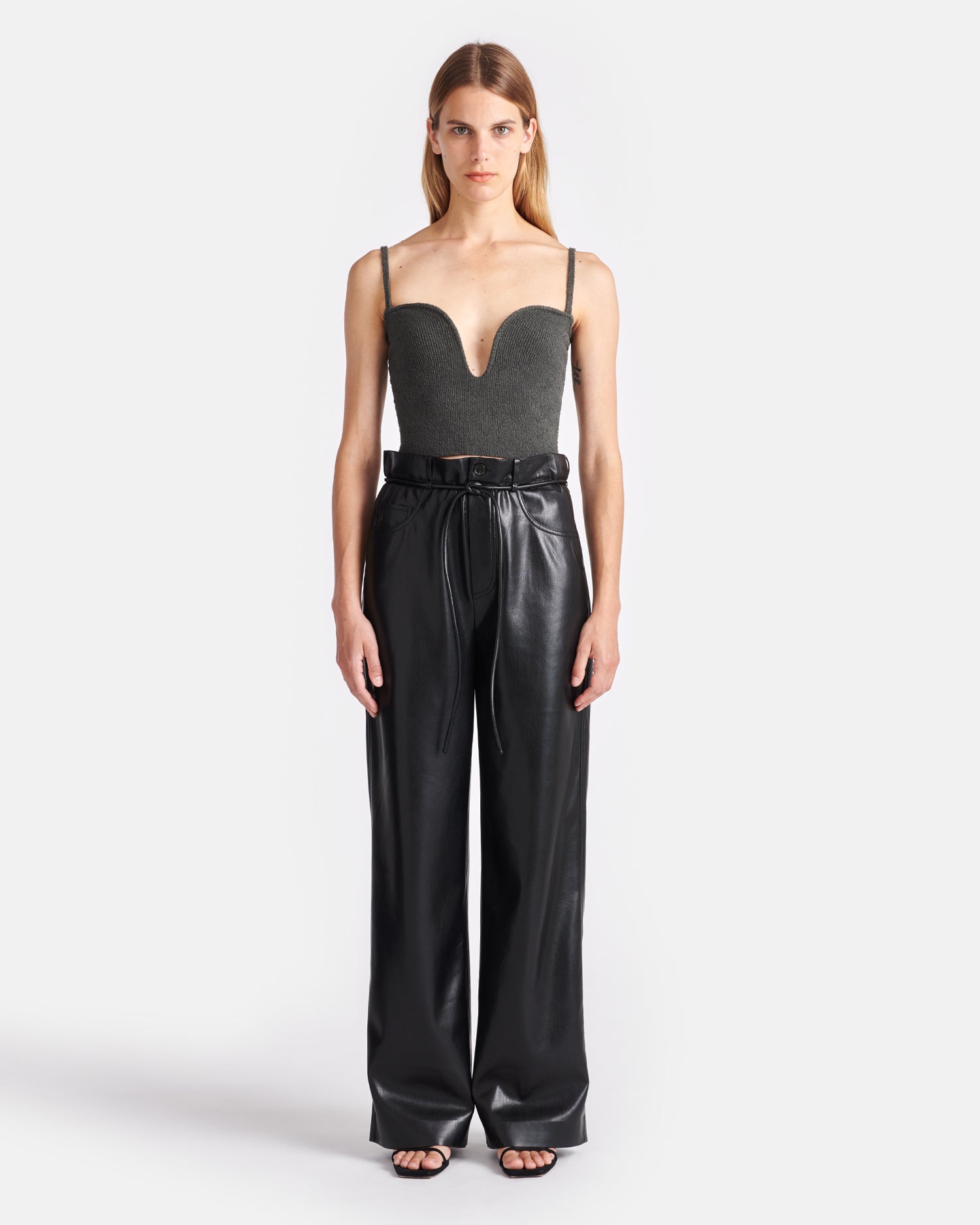 Belted leather pants fashion