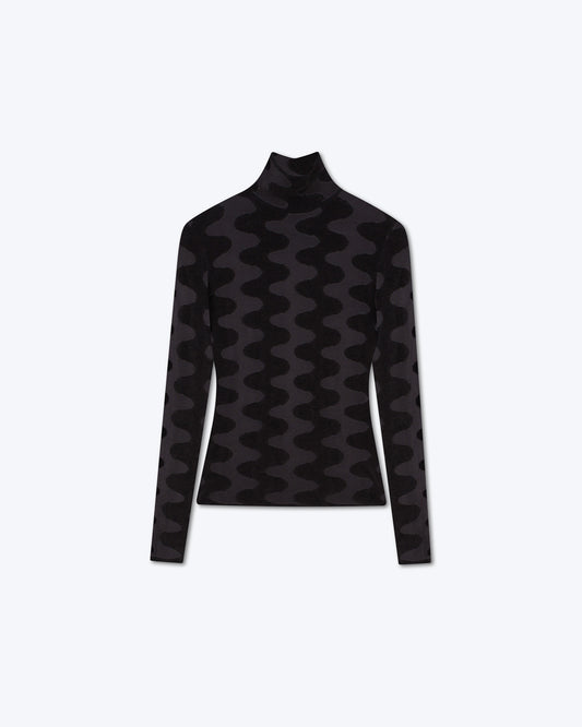 Myke - Sale Roll Neck Top - Charcoal