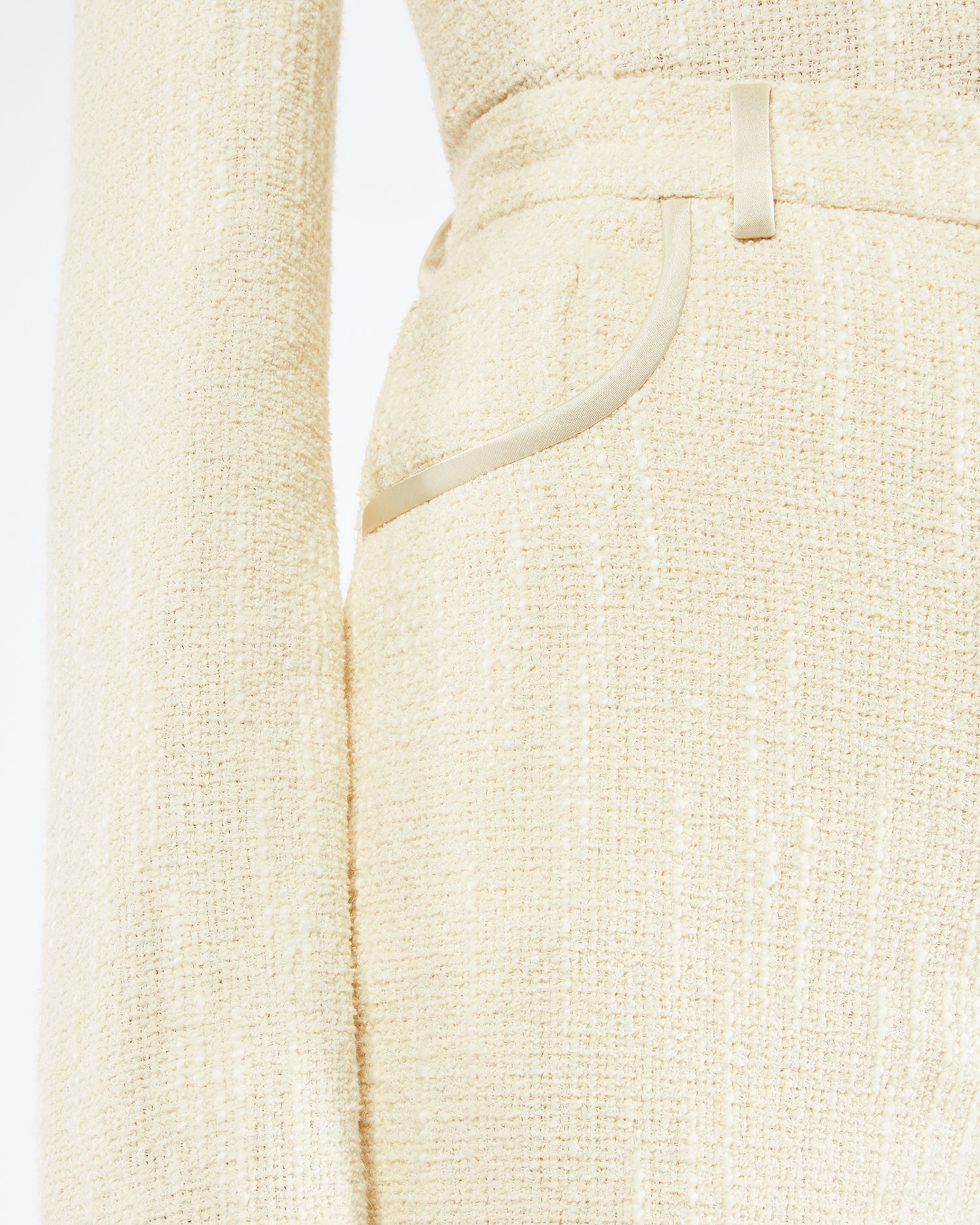 Alyna - Textured Bouclé Tweed Pants - Creme