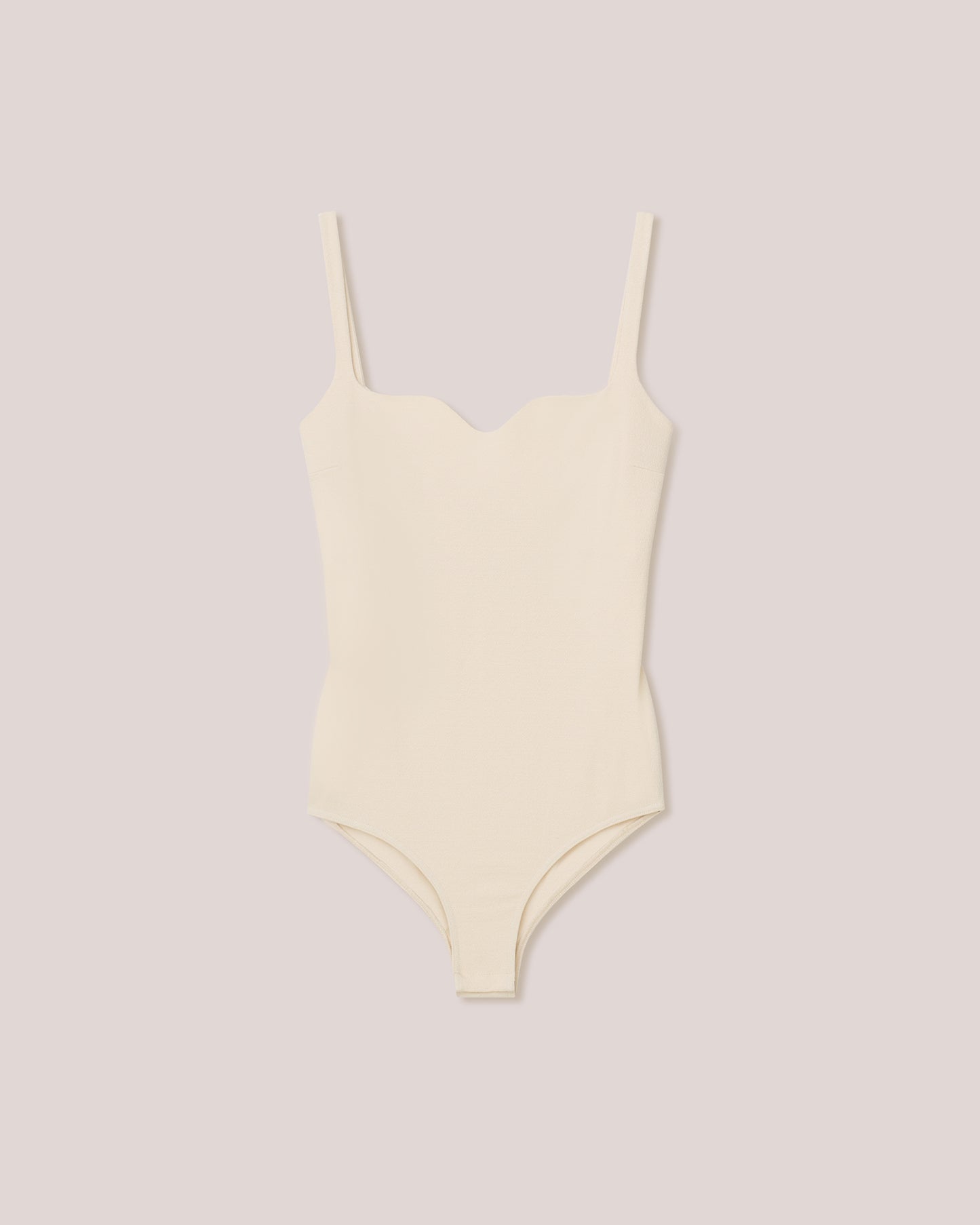 Lilou - Sale Double Jersey Sweetheart Neck Bodysuit - Creme