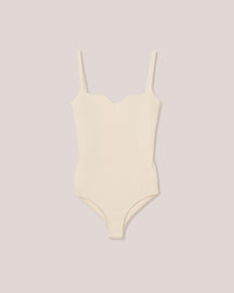 Lilou - Sale Double Jersey Sweetheart Neck Bodysuit - Creme