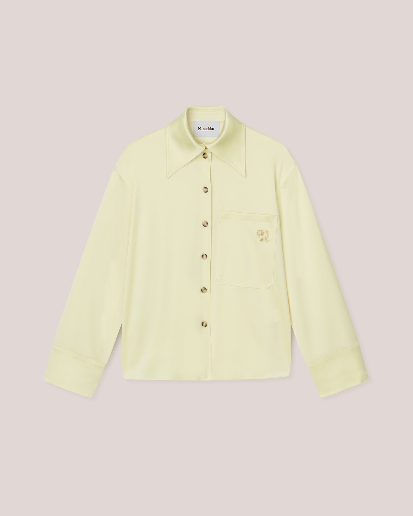 Ebba - Satin Long Sleeve Shirt - Lumen