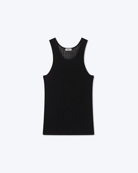 Kayden - Sale Ribbed Cotton-Blend Tank - Black