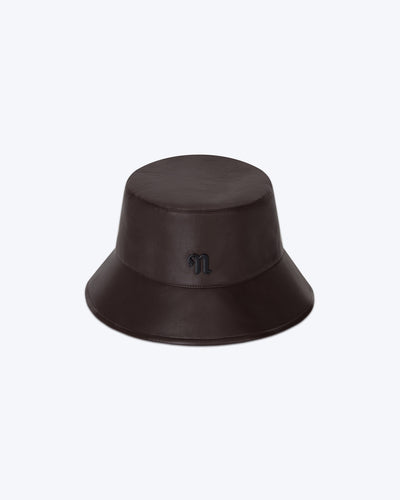 Caran - Sale Regenerated Leather Bucket Hat - Coffee Bean