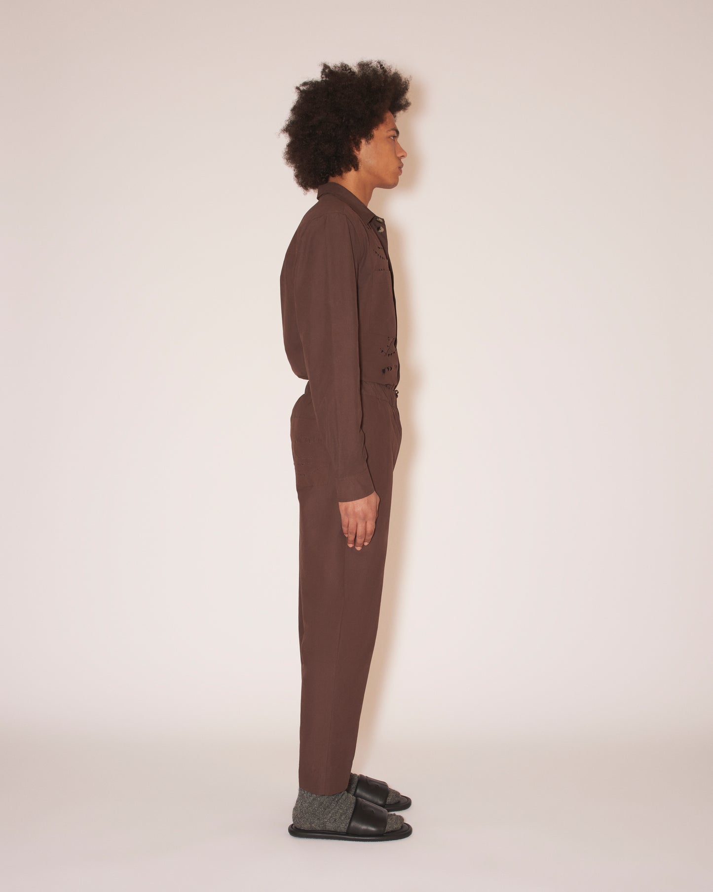 Jain - Heavy Poplin Relaxed Pants - Dark Brown