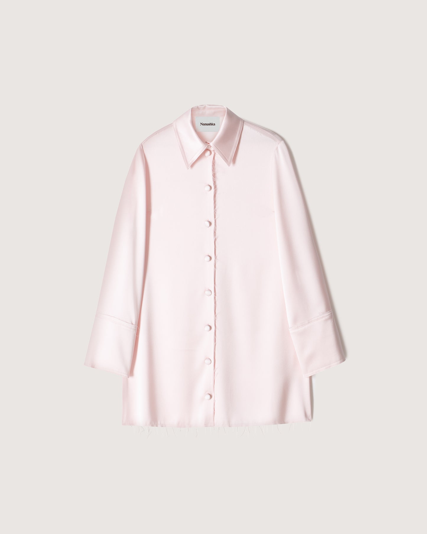 Gabi - Oversized Slip Satin Shirt - Rosewater