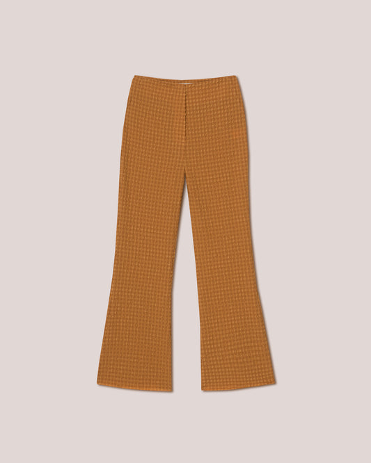 Tesa - Sale Slim Leg Seersucker Check Trouser - Camel