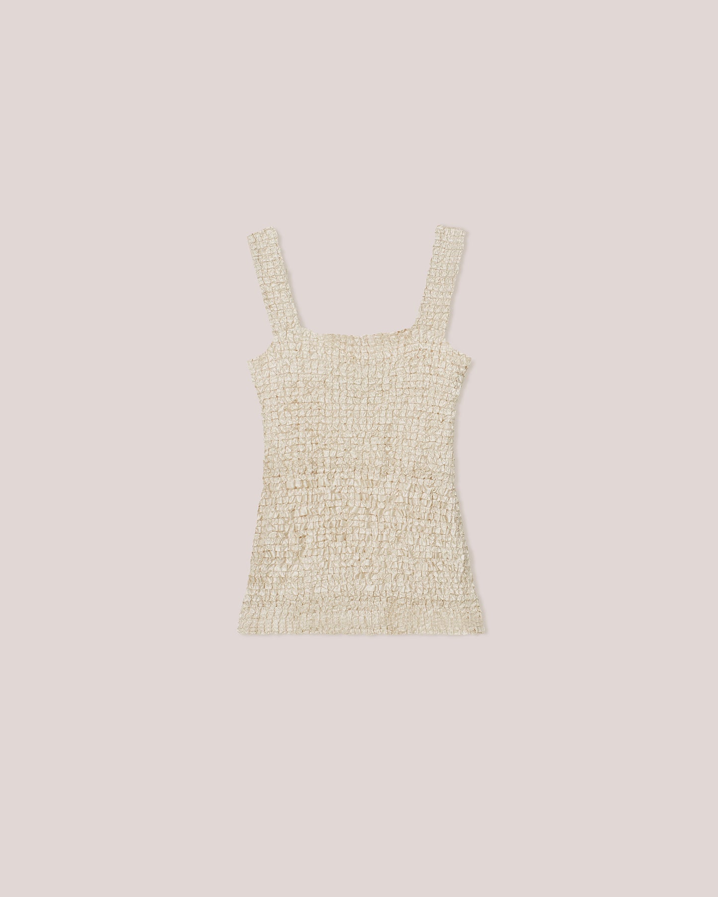 Cadao - Sale Dribbled Ribbon Wide Strap Top - Champagne