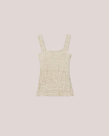 Cadao - Sale Dribbled Ribbon Wide Strap Top - Champagne