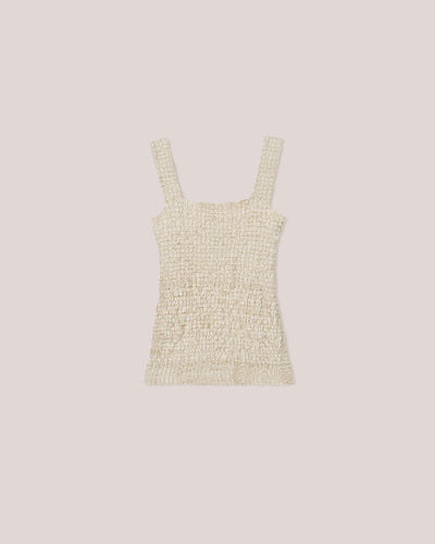 Cadao - Sale Dribbled Ribbon Wide Strap Top - Champagne