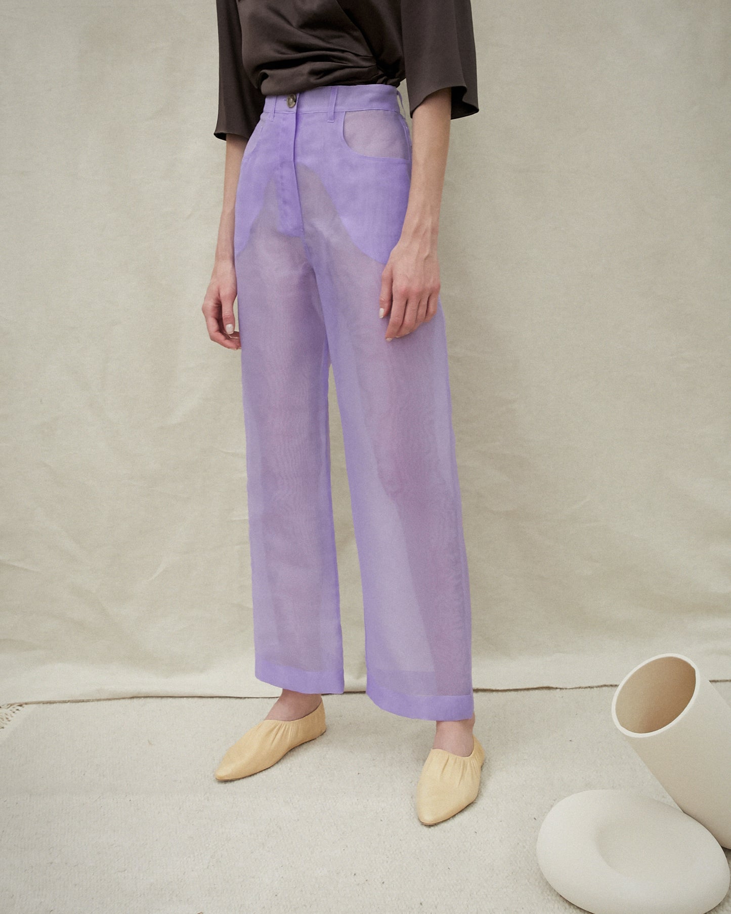 Marfa - High Rise Wide Leg Pants - Lilac