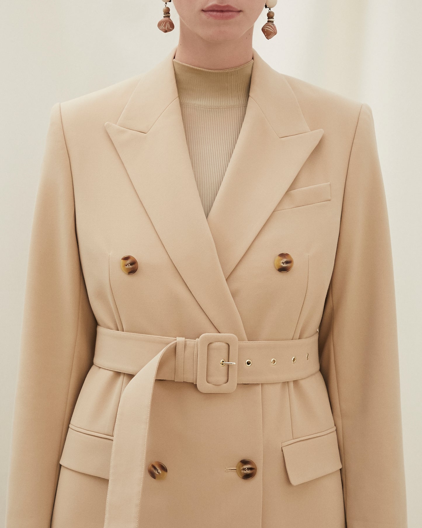 Greta - Sale Elongated Blazer Coat - Blond Wood