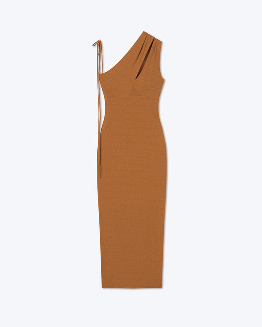 Camille - Sale Printed Mesh-Jersey Midi Dress - Caramel