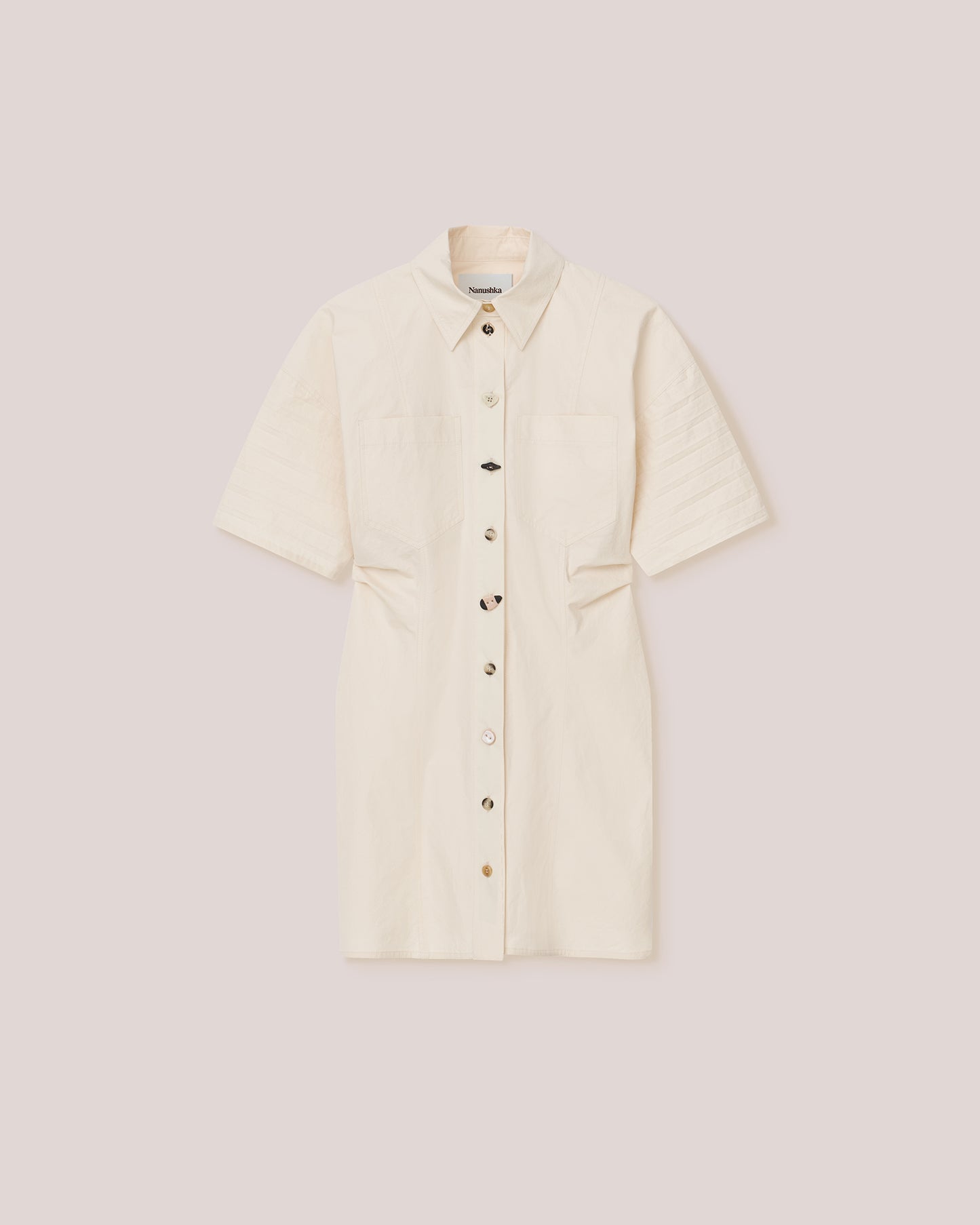 Jayla - Sale Pleated Shirting Dress - Creme