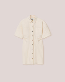 Jayla - Sale Pleated Shirting Dress - Creme