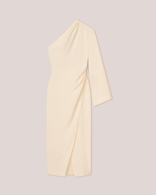 Florence - Sale Assymetric One Sleeve Wrap Dress - Vanilla