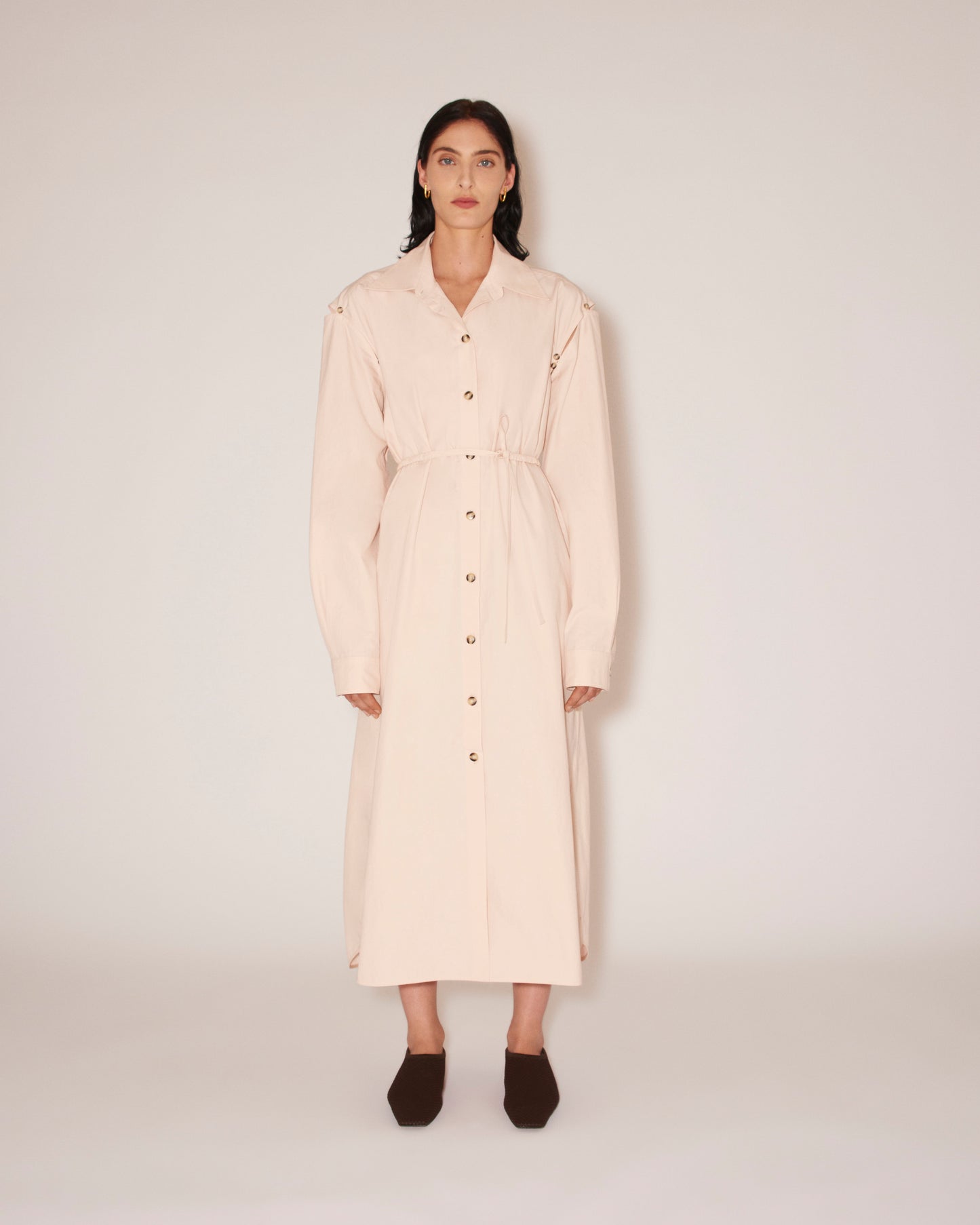 Edisa - Heavy Poplin Utalitarian Shirt Dress - Pink Poplin