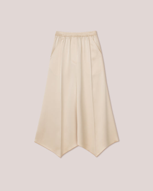 Finja - Sale Elasticated Waist Fluted Midi Skirt - Pearl