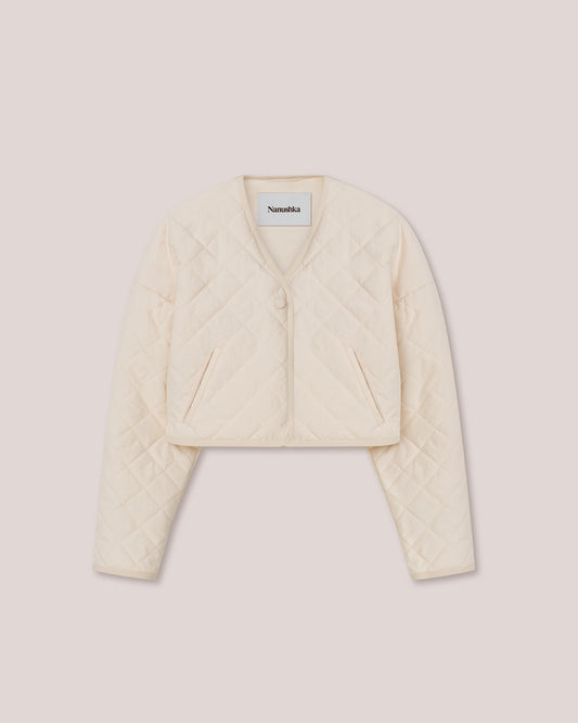 Jula - Heavy Poplin Quilted Jacket - Creme