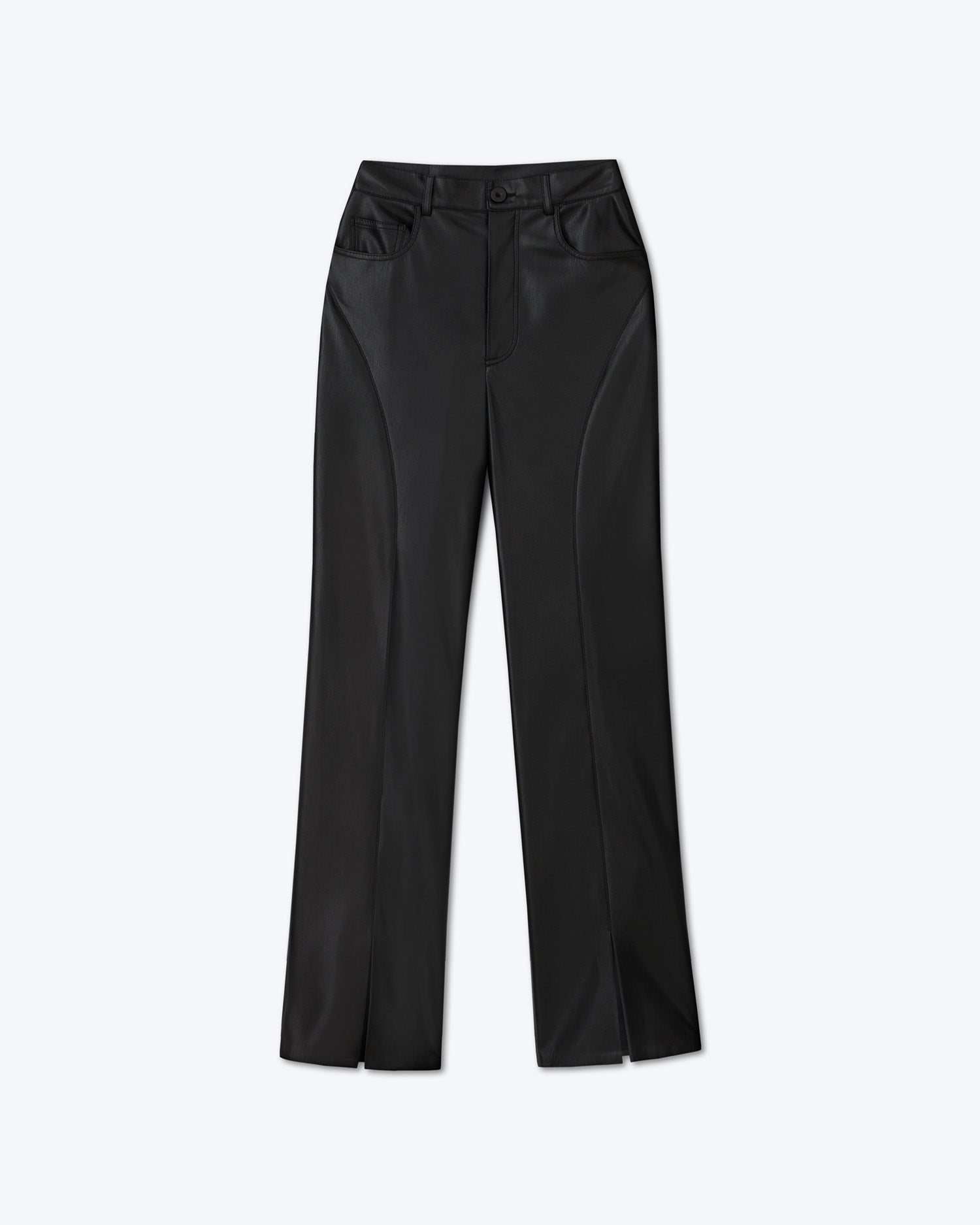 Basha - Sale Okobor™ Alt-Leather Split Hem Trousers - Black – Nanushka