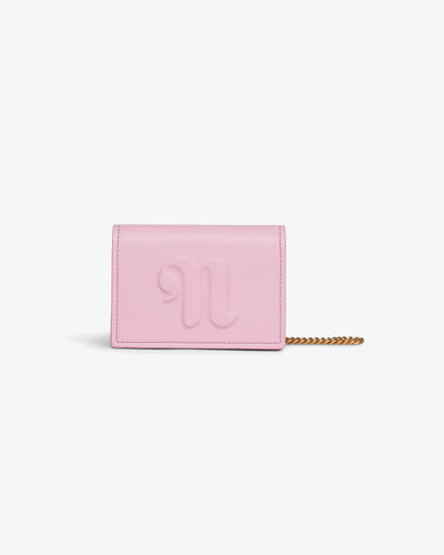 The Concertina Mini - Sale Alt-Nappa Chain-Trimmed Cardholder - Pink