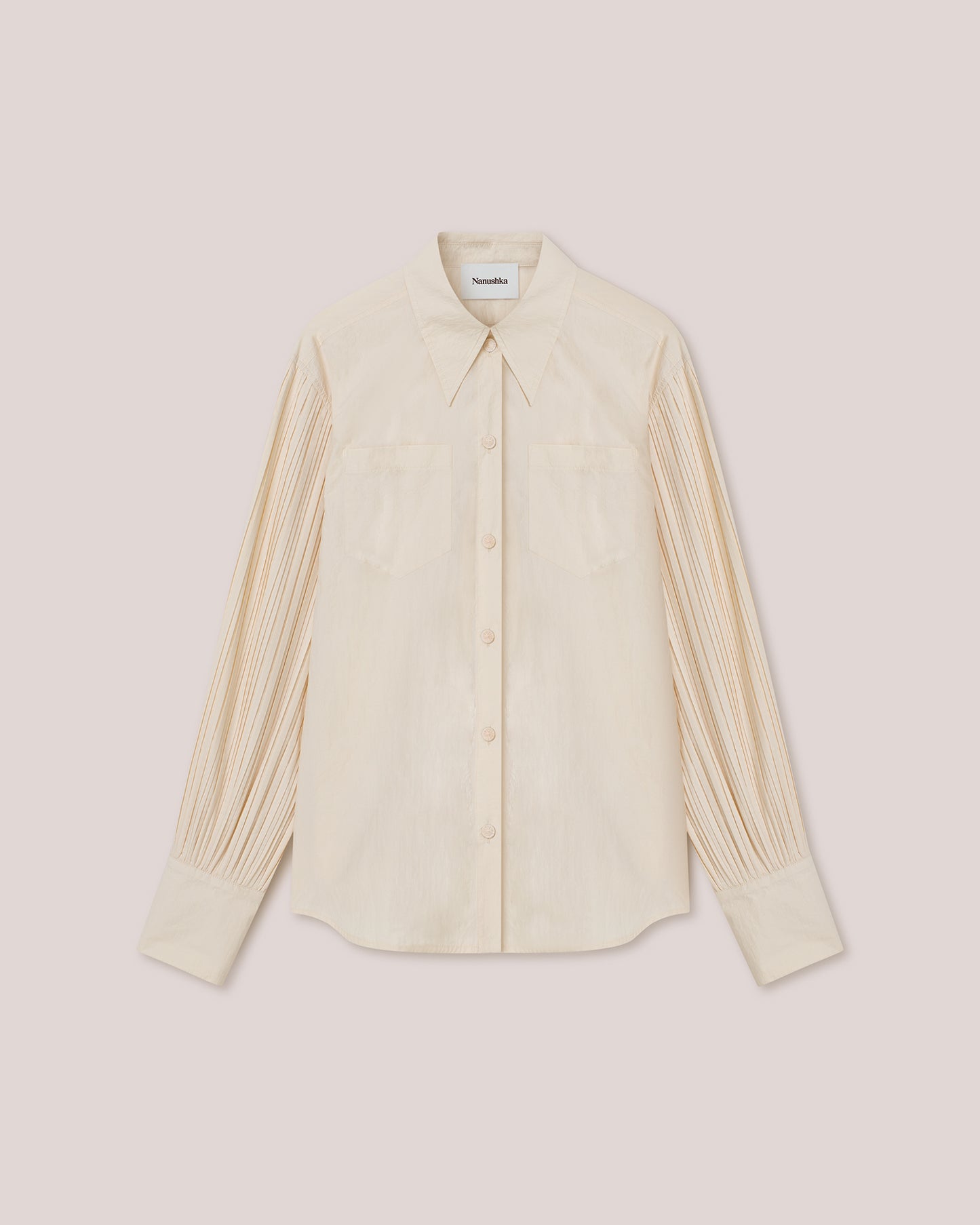 Nele - Pleated Heavy Poplin Shirt - Creme