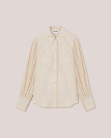 Nele - Pleated Heavy Poplin Shirt - Creme