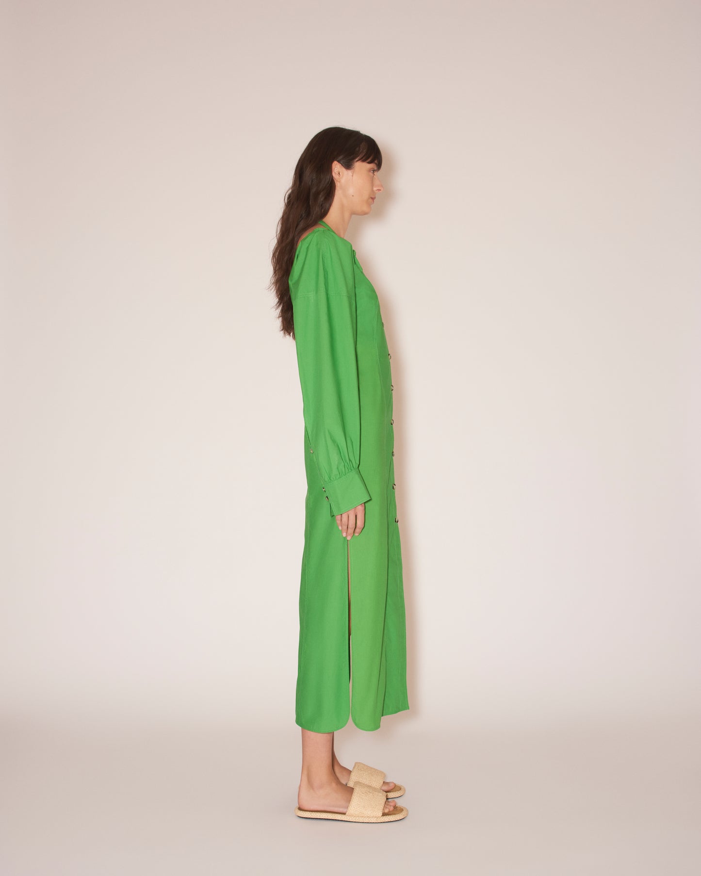 Lo - Archive Light Poplin Tie-Neck Midi Shirtdress - Green – Nanushka