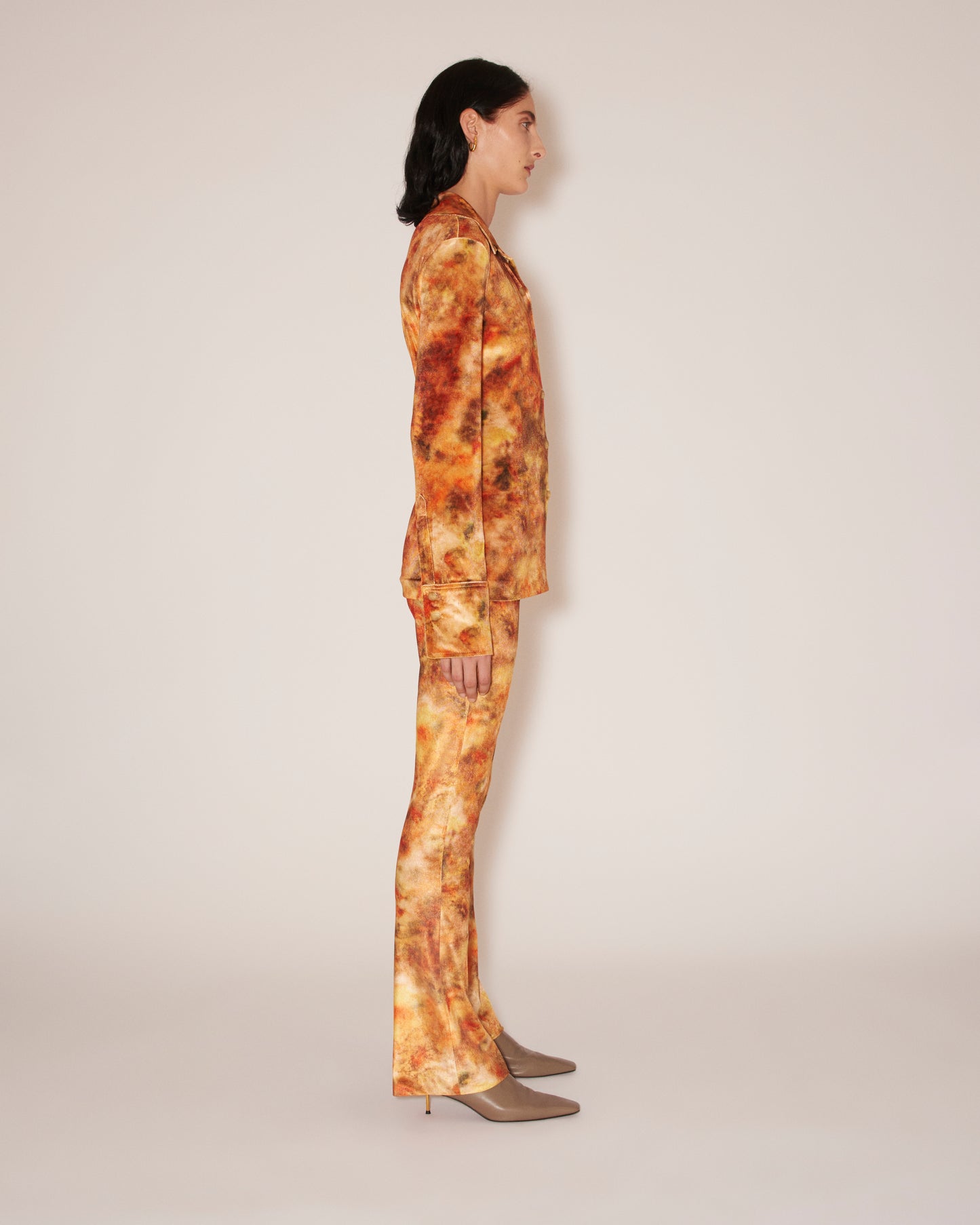 Milena - Sale Printed Stretch-Velvet Pants - Hazy Floral Orange