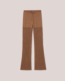 Kaela - Cotton-Crochet Loose Textured Trousers - Brown