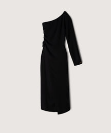 Aram - One-Sleeve Georgette Dress - Black