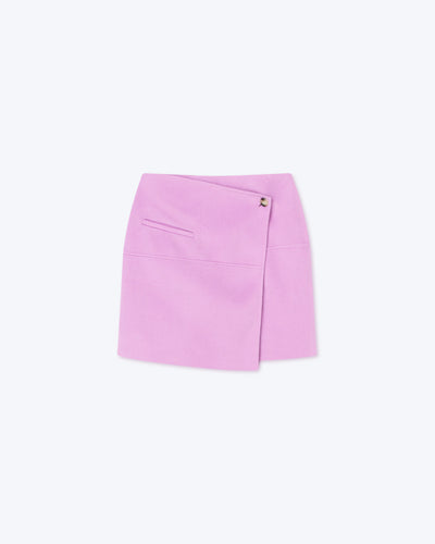 Kyla - Sale Double Wool Wrap Mini Skirt - Pink