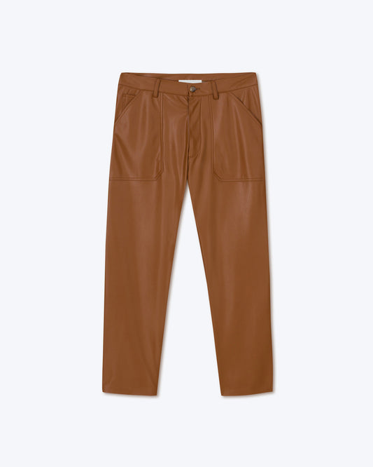 Jasper - SaleOkobor™ Alt-Leather Workwear Trousers - Tobacco