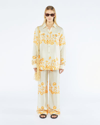 Sabrin - Sale Printed Twill Silk Shirt - Blockwood Floral