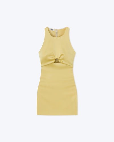 Elmi - Sale Cut-Out Slip Satin Mini Dress - Yellow