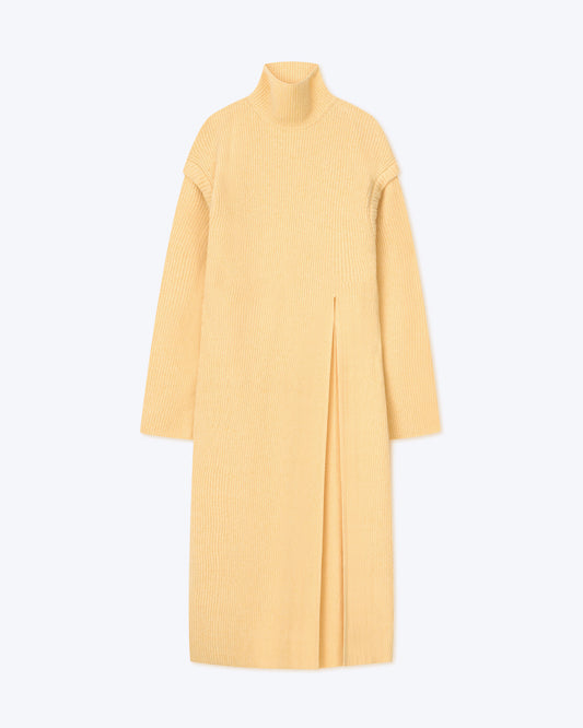 Gida - Sale Cashmere Merino Split Sweater Dress - Pale Yellow