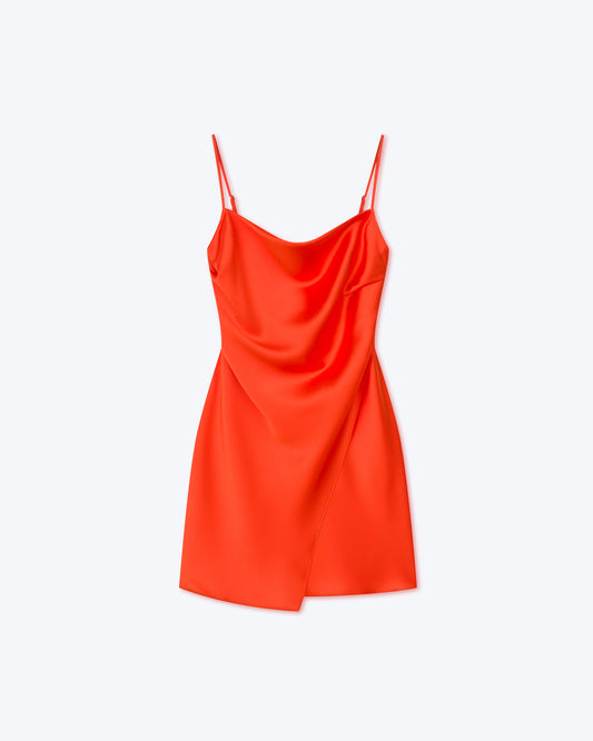 Emila - Sale Slip Satin Mini Dress - Blood Orange