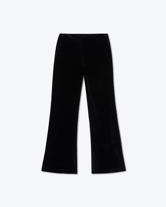 Beata - Sale Stretch Velvet Trousers - Black