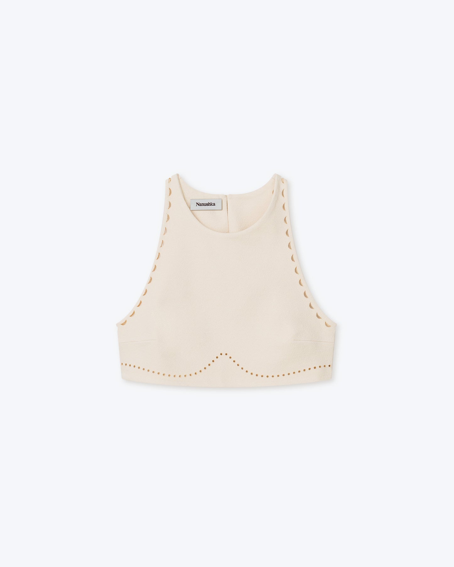 Pheya - Double Jersey Laser-Cut Crop Top - Creme