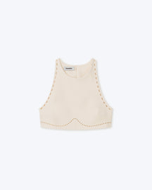 Pheya - Double Jersey Laser-Cut Crop Top - Creme