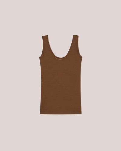 Arti - Superfine Merino Scoop Neck Top - Brown