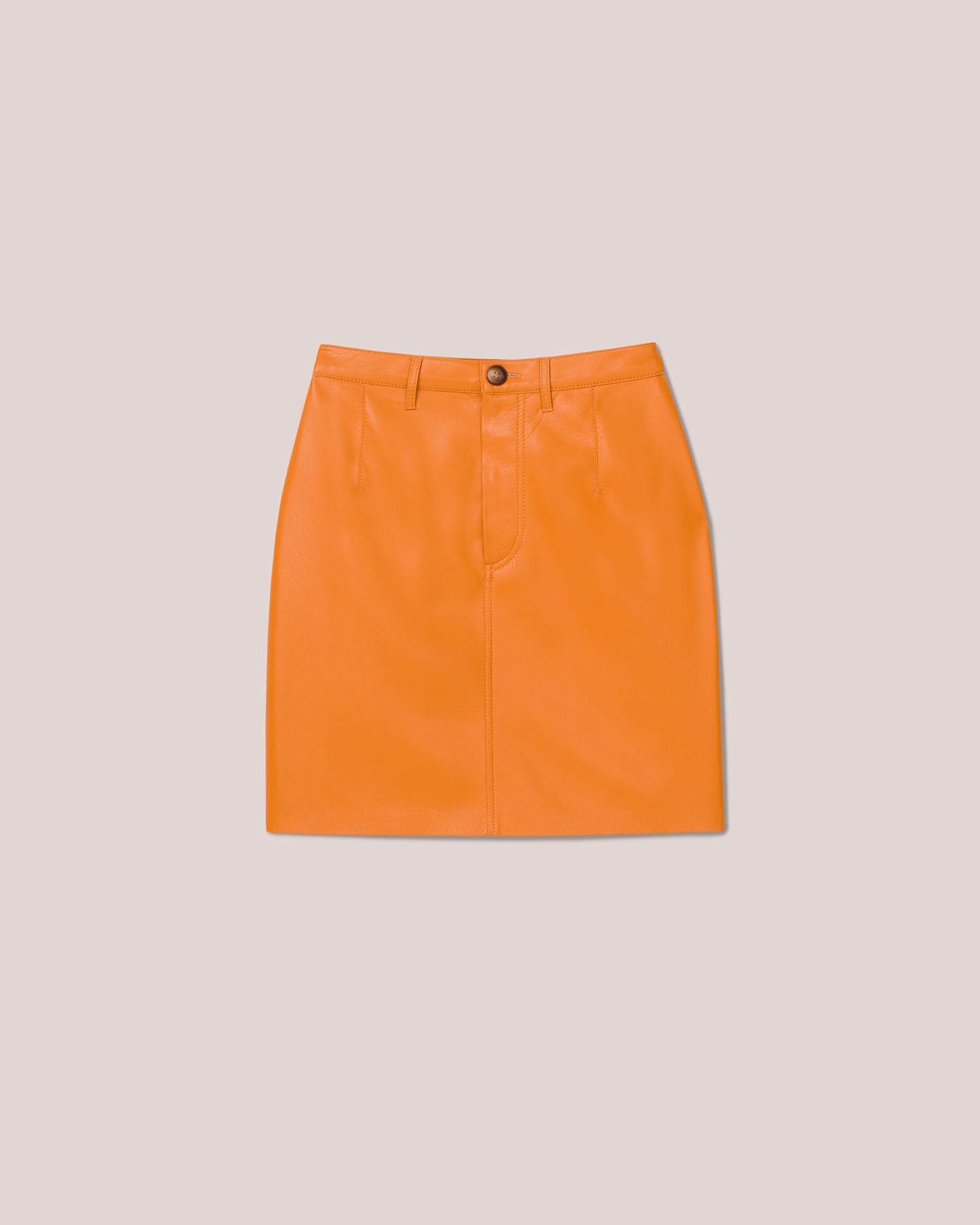 Venne - Vegan Leather Mini Skirt - Orange Merino – Nanushka
