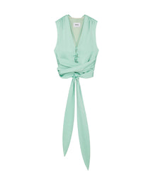 Corsica - Laced Satin Top - Mint