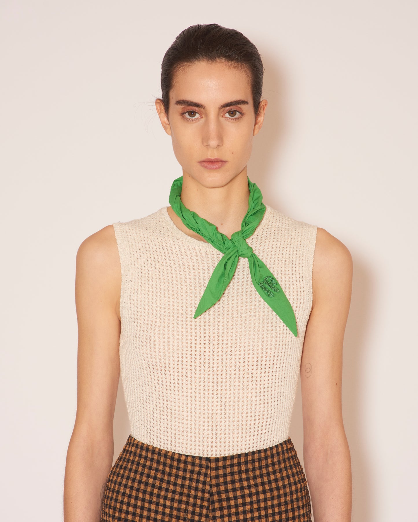 Tri - Sale Heavy Poplin Bow Scarf - Green Ss22