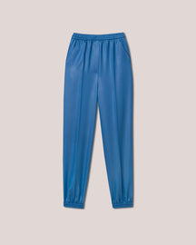 Jolien - Sale Glossy Satin Tapered Pants - Blue Ss22