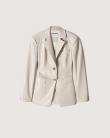 Hathi - Sale Alt-Leather Tailored Blazer - Creme