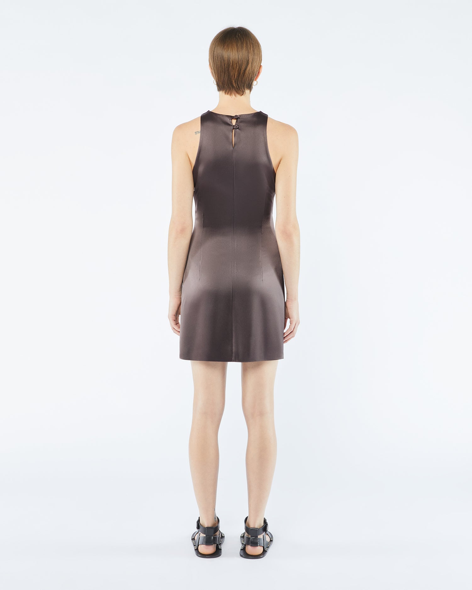 Merva - Slip Satin Mini Dress - Black – Nanushka