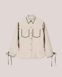 Carice - Heavy Popin Tie-Detail Shirt - Creme