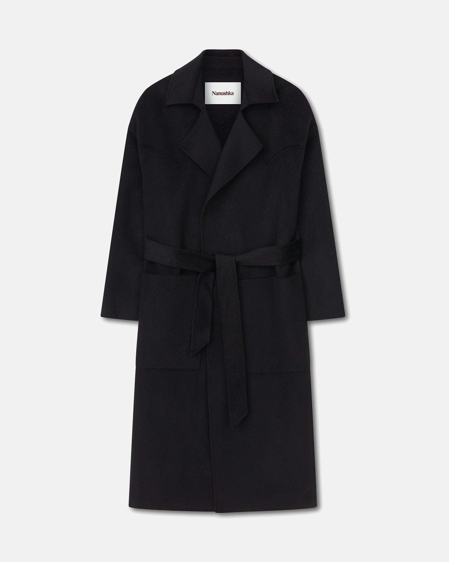 Alamo - Wool Silk Blend Robe Coat - Black – Nanushka