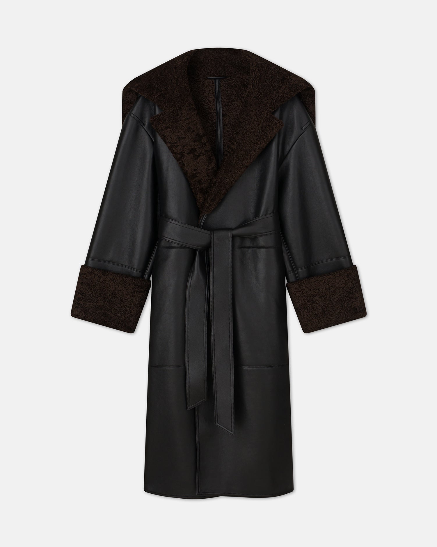 Alessi Regenerated Leather Coat Black Brown Nanushka